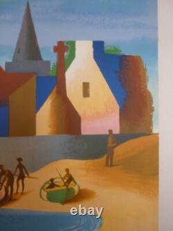 Affiche ancienne originale Bretagne SNCF 1958 Nathan entoilée