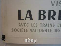 Affiche ancienne originale Bretagne SNCF 1958 Nathan entoilée