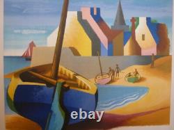 Affiche ancienne originale Bretagne SNCF 1958 Nathan entoilée