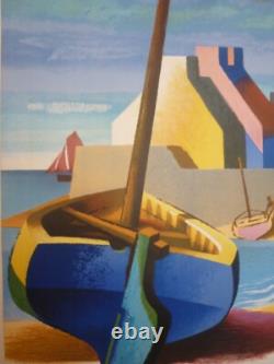 Affiche ancienne originale Bretagne SNCF 1958 Nathan entoilée
