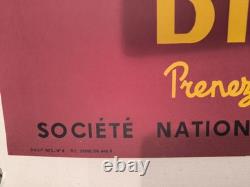 Affiche ancienne originale Bretagne SNCF France1953 entoilée