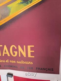 Affiche ancienne originale Bretagne SNCF France1953 entoilée
