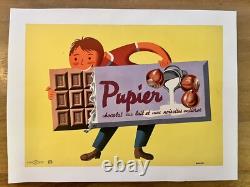 Affiche ancienne originale CHOCOLAT PUPIER ROHONYI années 50