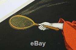 Affiche ancienne originale COGNAC SAUVION 1925 STALL pierrot perroquet tennis