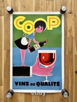 Affiche ancienne originale COOP VINS DE QUALITÉ ANNÉES 60