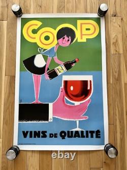 Affiche ancienne originale COOP VINS DE QUALITÉ ANNÉES 60