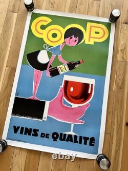 Affiche ancienne originale COOP VINS DE QUALITÉ ANNÉES 60