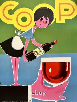 Affiche ancienne originale COOP VINS DE QUALITÉ ANNÉES 60