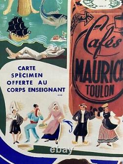 Affiche ancienne originale Carte de France 1950