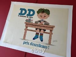 Affiche ancienne originale Chaussettes DD Années 60 MARTOCQ