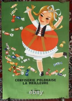 Affiche ancienne originale Confiserie Polonaise La Meillure