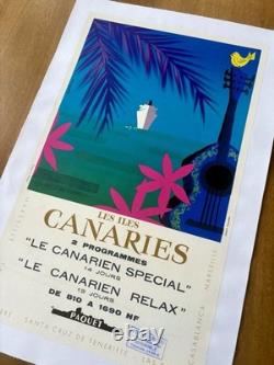 Affiche ancienne originale Croisières Paquet années 70 ALAIN GAUTHIER
