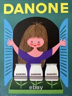 Affiche ancienne originale DANONE 1955 ALAIN GAUTHIER