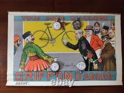 Affiche ancienne originale Gonzague Privat Griffon 1910 Griffon d'abord