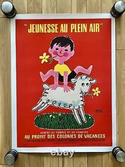 Affiche ancienne originale Jeunesse au plein air Années 60 Hervé Morvan