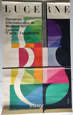 Affiche ancienne originale LUCERNE SUISSE 1957 Semaine inter de la Musique
