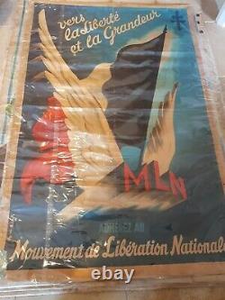 Affiche ancienne originale Mouvement Libération Nationale 1944. PG BIEP