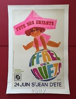 Affiche ancienne originale Offrez des Jouets Années 60 ÉRIC