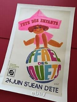 Affiche ancienne originale Offrez des Jouets Années 60 ÉRIC