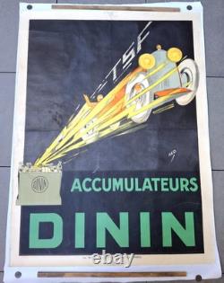 Affiche ancienne originale Old Poster Accumulateurs DININ Grand Format