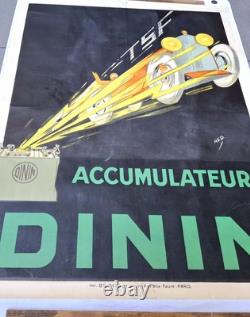 Affiche ancienne originale Old Poster Accumulateurs DININ Grand Format