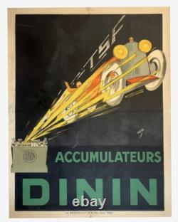 Affiche ancienne originale Old Poster Accumulateurs DININ Grand Format
