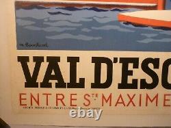 Affiche ancienne originale PLM cote d'Azur Val d'Esquières 1930 entoilée