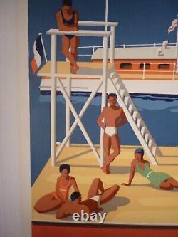 Affiche ancienne originale PLM cote d'Azur Val d'Esquières 1930 entoilée