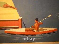 Affiche ancienne originale PLM cote d'Azur Val d'Esquières 1930 entoilée