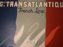 Affiche ancienne originale Paul Colin transatlantique vers 1950 entoilée