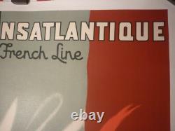 Affiche ancienne originale Paul Colin transatlantique vers 1950 entoilée