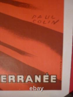 Affiche ancienne originale Paul Colin transatlantique vers 1950 entoilée