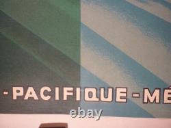 Affiche ancienne originale Paul Colin transatlantique vers 1950 entoilée