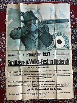 Affiche ancienne originale Pfingsten 1937 Fest in Büderich