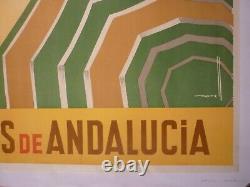Affiche ancienne originale Playas de Andalucia Espagne Spain Morell rare 1950