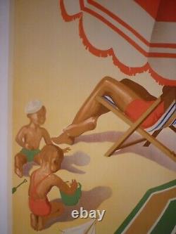 Affiche ancienne originale Playas de Andalucia Espagne Spain Morell rare 1950