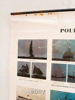 Affiche ancienne originale Prévention des Abordages en Mer Circa 1950