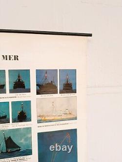 Affiche ancienne originale Prévention des Abordages en Mer Circa 1950