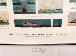 Affiche ancienne originale Prévention des Abordages en Mer Circa 1950