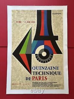 Affiche ancienne originale Quinzaine technique de Paris 1962 G. GEORGET