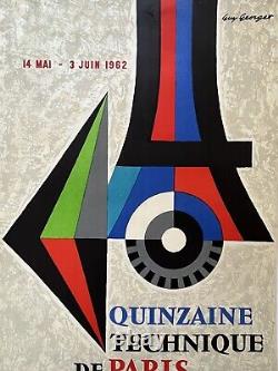 Affiche ancienne originale Quinzaine technique de Paris 1962 G. GEORGET