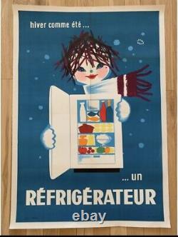Affiche ancienne originale RÉFRIGÉRATEUR 1959 LEFOR OPENO