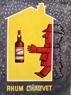 Affiche ancienne originale RHUM CHAUVET SAVIGNAC