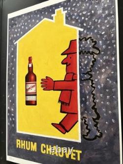 Affiche ancienne originale RHUM CHAUVET SAVIGNAC