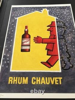 Affiche ancienne originale RHUM CHAUVET SAVIGNAC