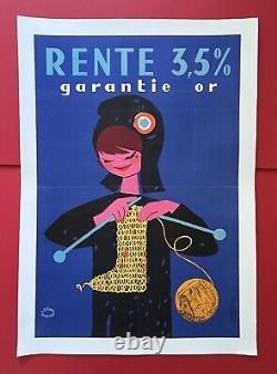 Affiche ancienne originale Rente 3,5% 1960 LEFOR OPENO