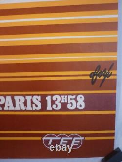 Affiche ancienne originale SNCF Foré le Rhodanien Marseille Lyon Paris TEE 1971