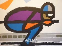 Affiche ancienne originale SNCF ski train sport d'hiver montagne 1970 Georget