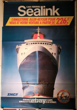 Affiche ancienne originale Sealink SNCF Ferry 1982