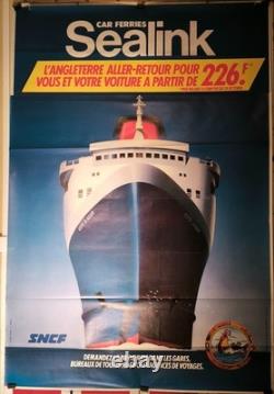 Affiche ancienne originale Sealink SNCF Ferry 1982